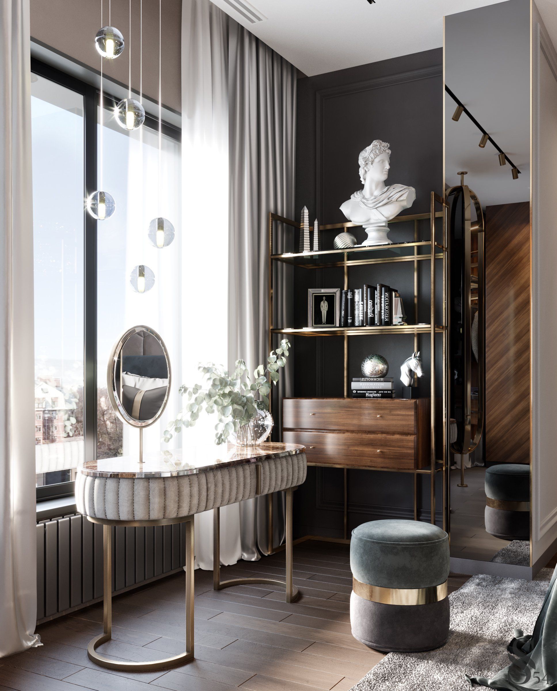 An elegant vanity table in the master bedroom
