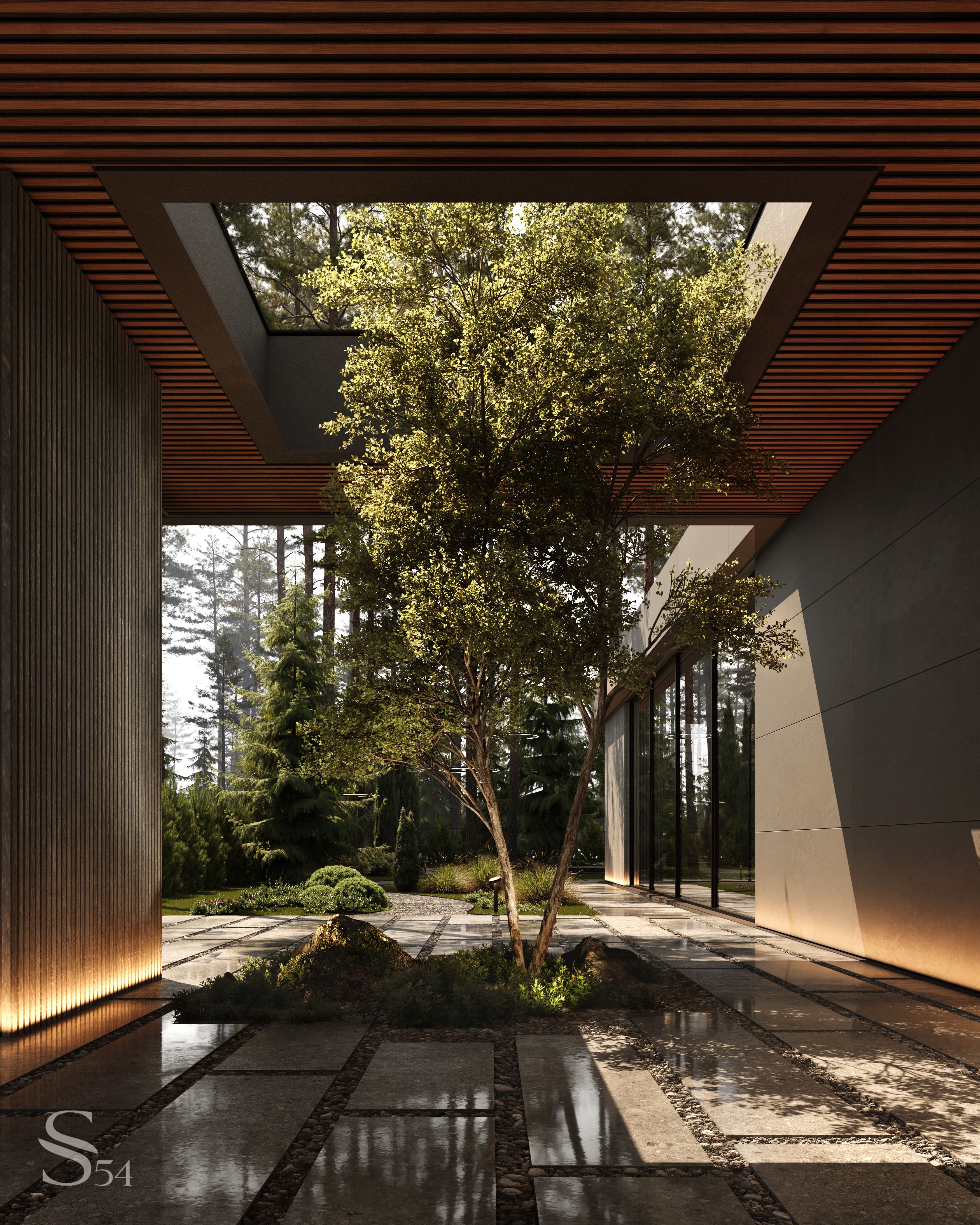 Living tree as an art object in the project by Studia 54