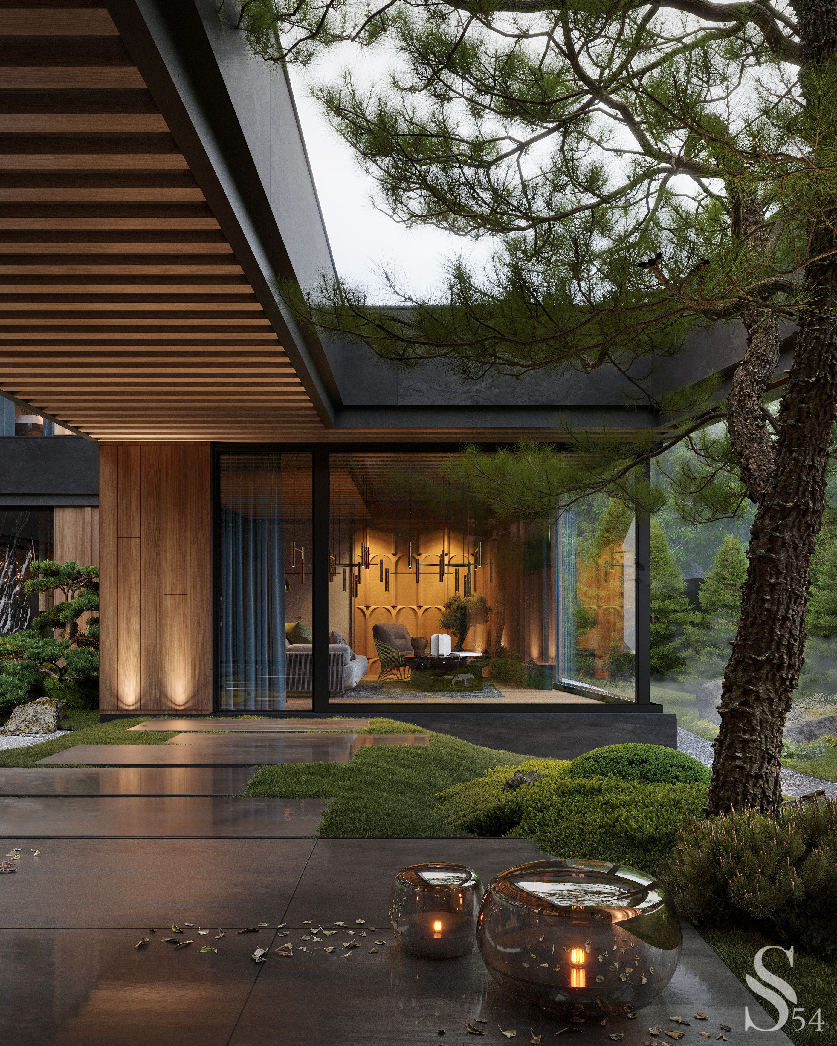 Architectural project of a grand villa with internal garden in Vladivostok by Studia 54
