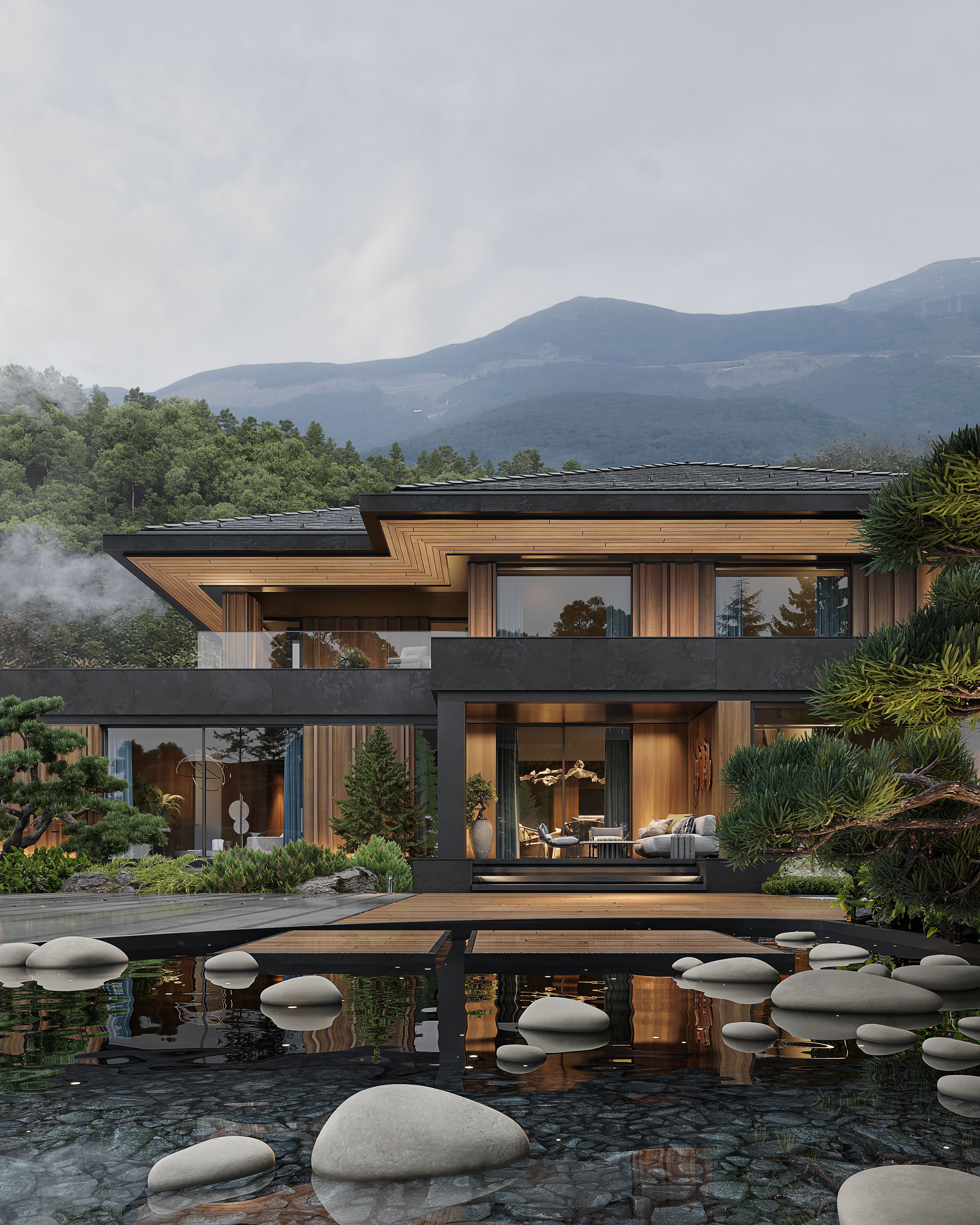 Architectural project of a grand villa with internal garden in Vladivostok by Studia 54