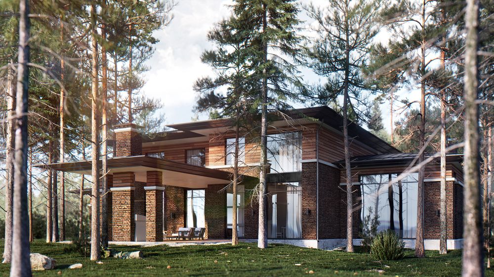 Exclusive project of two-storey mansion in Wright style by Studia 54