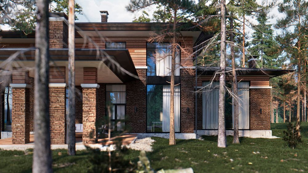 Exclusive project of two-storey mansion in Wright style by Studia 54