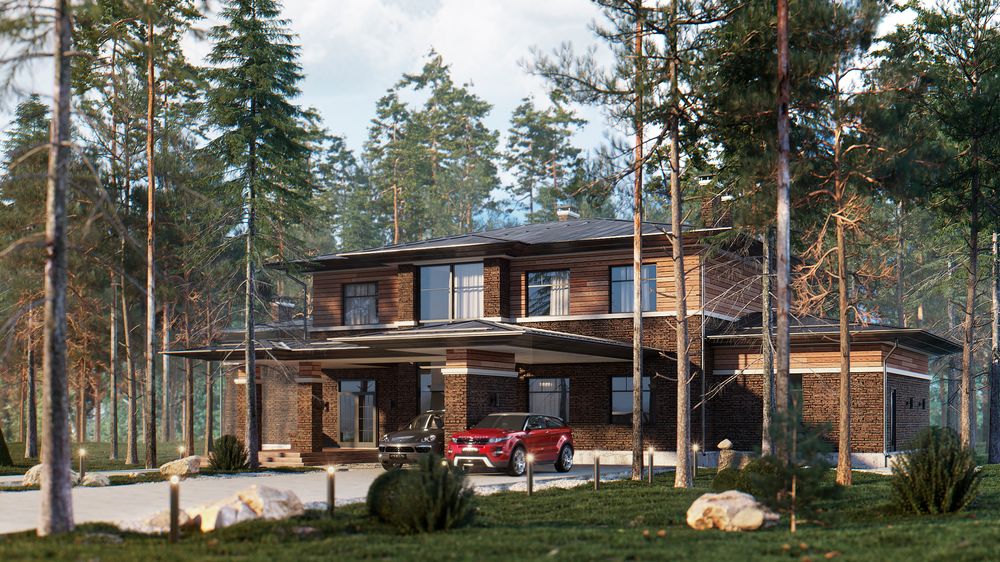 Exclusive project of two-storey mansion in Wright style by Studia 54