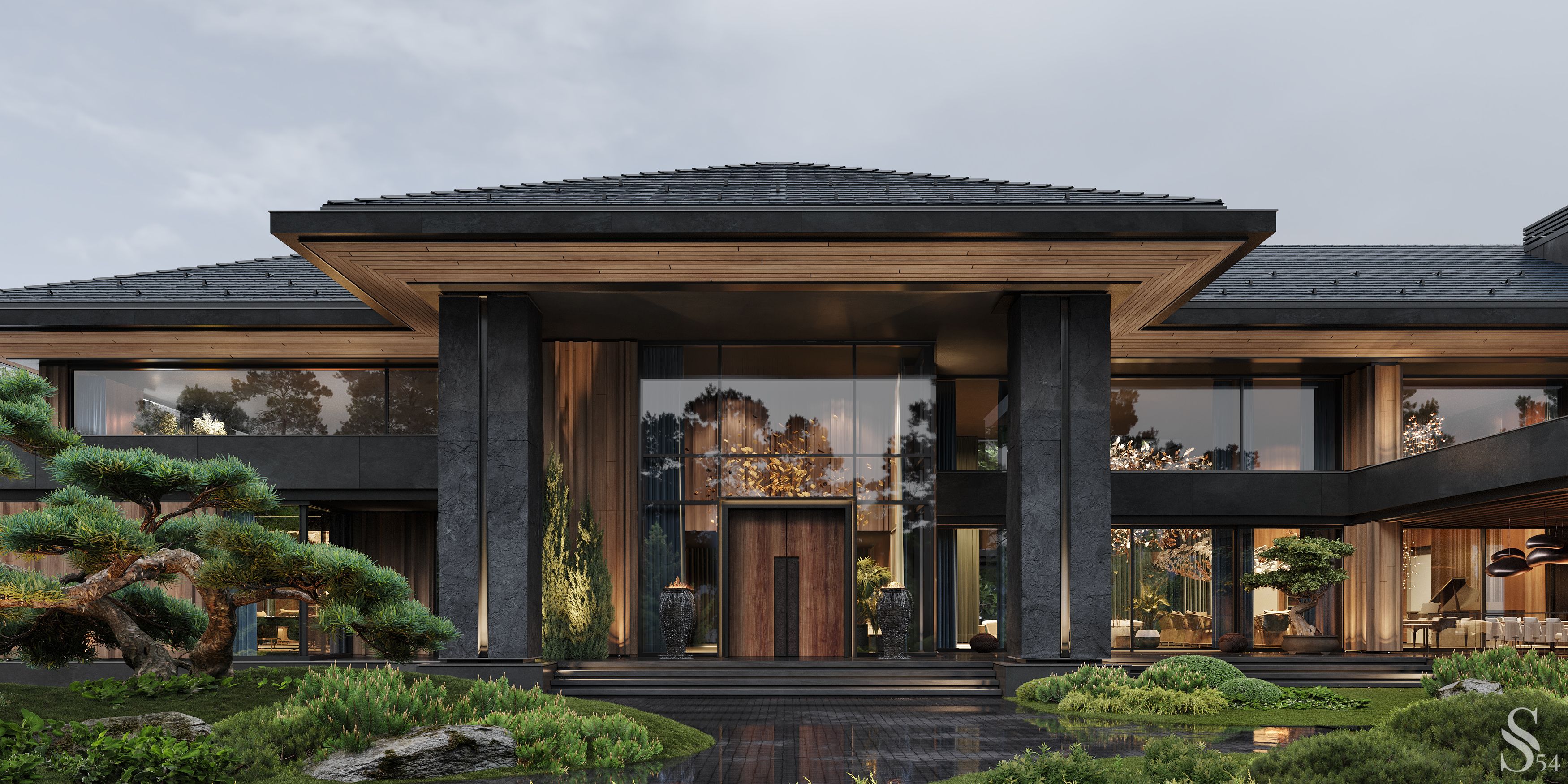 Architectural project of a grand villa with internal garden in Vladivostok by Studia 54
