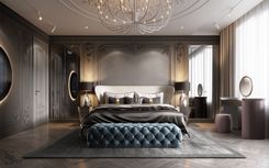 Master bedroom in dark tones