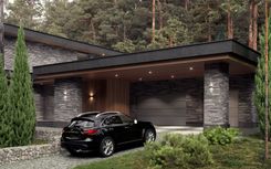 The spacious garage is designed for three cars