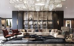 Elegant mural as the center of attraction of the living room