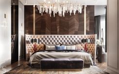 The bed headboard, serving as an independent decorative element in the bedroom