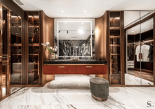 Bordeaux master bathroom, Minotti pouf chair