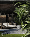 Terrace on the ground floor with a soft furniture