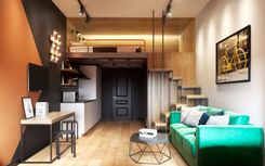 Hotel interior design in loft style