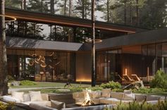 Architectural project of a residence – a modern house surrounded with a pine forest