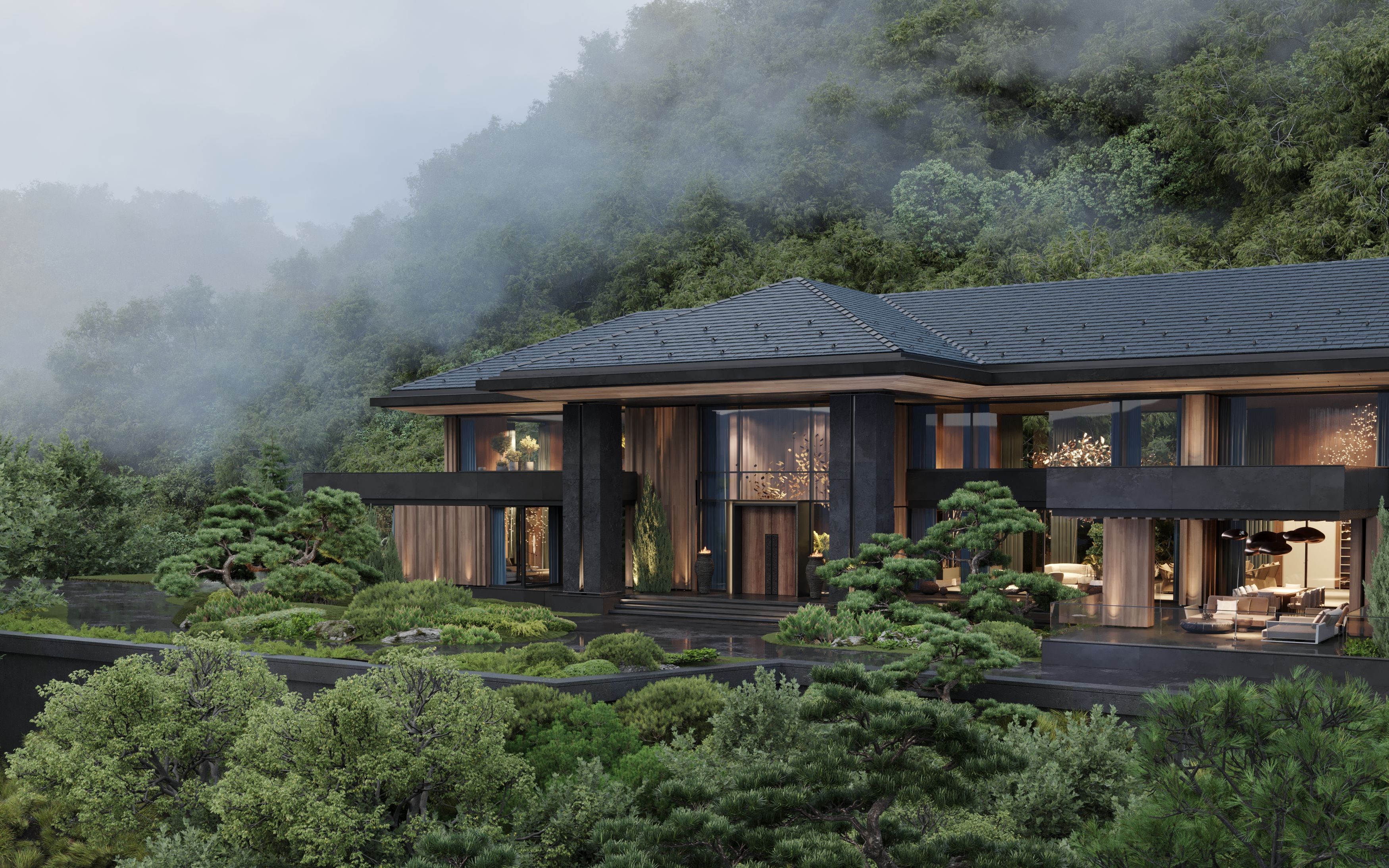 Architectural project of a grand villa with internal garden in Vladivostok by Studia 54